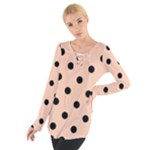 Polka Dots - Black on Apricot Orange Women s Tie Up Tee