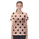 Polka Dots - Black on Apricot Orange Women s Sport Mesh Tee
