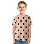 Polka Dots - Black on Apricot Orange Kid s Sport Mesh Tee
