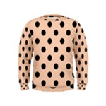 Polka Dots - Black on Apricot Orange Kid s Sweatshirt