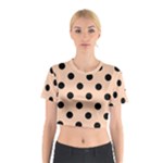 Polka Dots - Black on Apricot Orange Cotton Crop Top