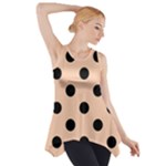 Polka Dots - Black on Apricot Orange Side Drop Tank Tunic