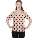 Polka Dots - Black on Apricot Orange Women s Cutout Shoulder Tee