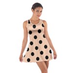 Polka Dots - Black on Apricot Orange Cotton Racerback Dress