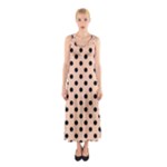 Polka Dots - Black on Apricot Orange Full Print Maxi Dress