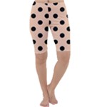 Polka Dots - Black on Apricot Orange Cropped Leggings