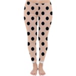 Polka Dots - Black on Apricot Orange Winter Leggings
