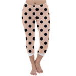 Polka Dots - Black on Apricot Orange Capri Winter Leggings