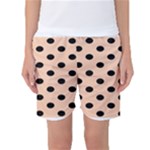 Polka Dots - Black on Apricot Orange Women s Basketball Shorts