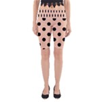 Polka Dots - Black on Apricot Orange Yoga Cropped Leggings