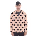 Polka Dots - Black on Apricot Orange Hooded Wind Breaker (Men)