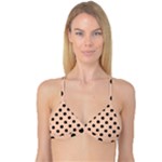 Polka Dots - Black on Apricot Orange Reversible Tri Bikini Top