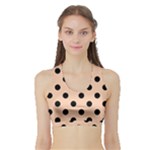 Polka Dots - Black on Apricot Orange Women s Sports Bra with Border
