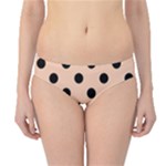 Polka Dots - Black on Apricot Orange Hipster Bikini Bottoms