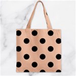 Polka Dots - Black on Apricot Orange Zipper Grocery Tote Bag