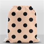 Polka Dots - Black on Apricot Orange Drawstring Bag (Small)