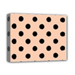 Polka Dots - Black on Apricot Orange Deluxe Canvas 14  x 11  (Stretched)