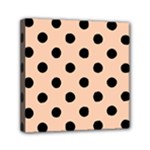 Polka Dots - Black on Apricot Orange Mini Canvas 6  x 6  (Stretched)