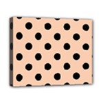 Polka Dots - Black on Apricot Orange Canvas 10  x 8  (Stretched)