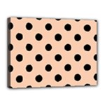 Polka Dots - Black on Apricot Orange Canvas 16  x 12  (Stretched)