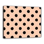 Polka Dots - Black on Apricot Orange Canvas 20  x 16  (Stretched)