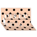 Polka Dots - Black on Apricot Orange Merry Xmas 3D Greeting Card (8x4)
