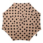 Polka Dots - Black on Apricot Orange Hook Handle Umbrella (Medium)