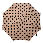 Polka Dots - Black on Apricot Orange Hook Handle Umbrella (Large)