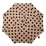 Polka Dots - Black on Apricot Orange Hook Handle Umbrella (Small)