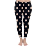 Polka Dots - Apricot Orange on Black Winter Leggings