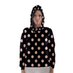 Polka Dots - Apricot Orange on Black Hooded Wind Breaker (Women)