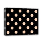 Polka Dots - Apricot Orange on Black Deluxe Canvas 14  x 11  (Stretched)