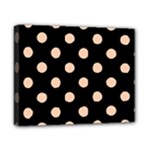 Polka Dots - Apricot Orange on Black Canvas 10  x 8  (Stretched)