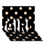 Polka Dots - Apricot Orange on Black GIRL 3D Greeting Card (7x5)