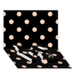 Polka Dots - Apricot Orange on Black LOVE Bottom 3D Greeting Card (7x5)