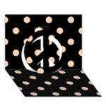 Polka Dots - Apricot Orange on Black Peace Sign 3D Greeting Card (7x5)