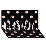 Polka Dots - Apricot Orange on Black BEST SIS 3D Greeting Card (8x4)