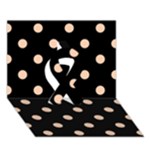 Polka Dots - Apricot Orange on Black Ribbon 3D Greeting Card (7x5)
