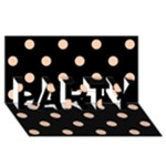 Polka Dots - Apricot Orange on Black PARTY 3D Greeting Card (8x4)
