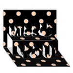 Polka Dots - Apricot Orange on Black Miss You 3D Greeting Card (7x5)