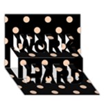 Polka Dots - Apricot Orange on Black WORK HARD 3D Greeting Card (7x5)