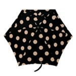 Polka Dots - Apricot Orange on Black Mini Umbrella