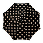 Polka Dots - Apricot Orange on Black Golf Umbrella