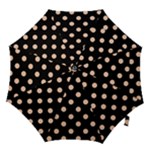 Polka Dots - Apricot Orange on Black Hook Handle Umbrella (Small)