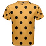 Polka Dots - Black on Pastel Orange Men s Cotton Tee