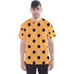 Polka Dots - Black on Pastel Orange Men s Sport Mesh Tee