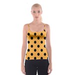 Polka Dots - Black on Pastel Orange Spaghetti Strap Top