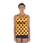 Polka Dots - Black on Pastel Orange Women s Sport Tank Top