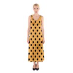 Polka Dots - Black on Pastel Orange Full Print Maxi Dress