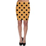 Polka Dots - Black on Pastel Orange Bodycon Skirt